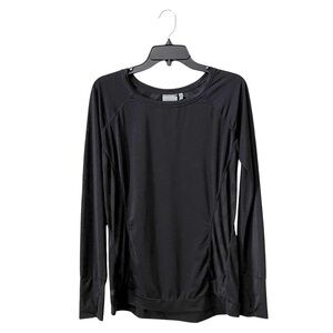 Athleta Kettle Bella Top Women's Size XS Black Semi Sheer Stretch Long Sleeve
